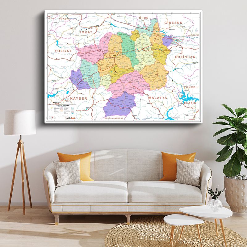 Harita Kanvas Tablo 150